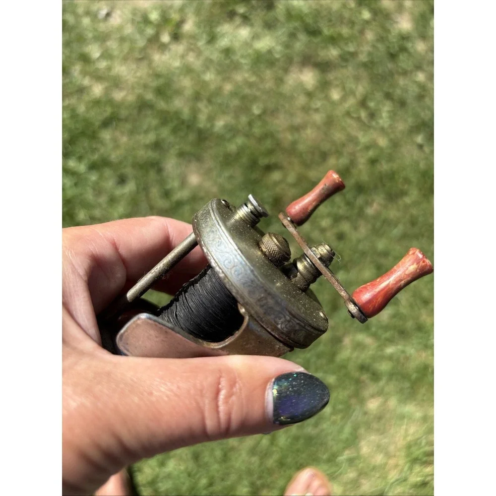 Red River Vintage Casting Fishing Reel - Red Handles, Metal Body